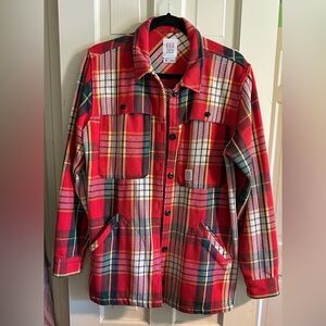 Topo Designs Mountain Jacket women’s size medium red plaid barn jacket